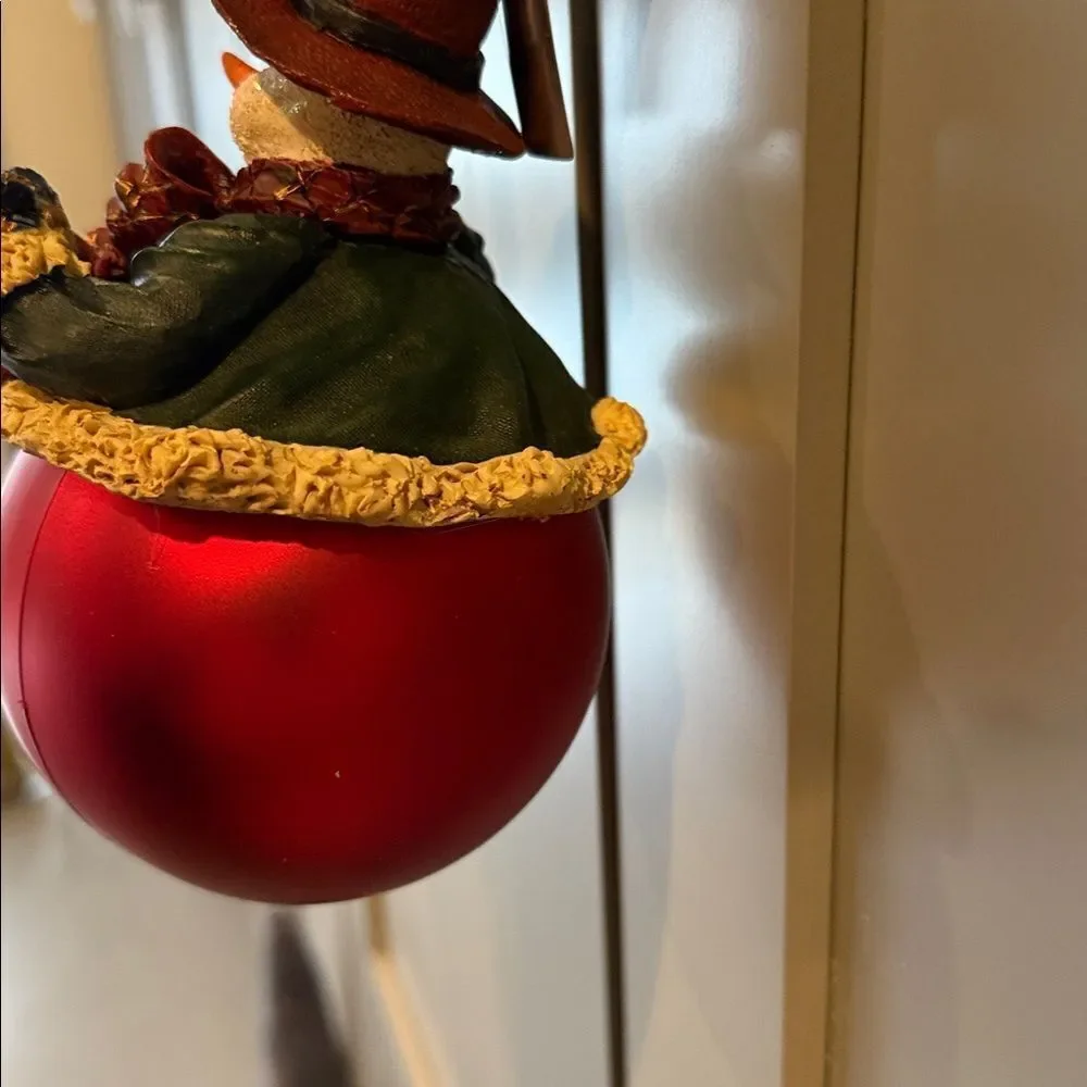 Snowman Ornament - Red and Brown